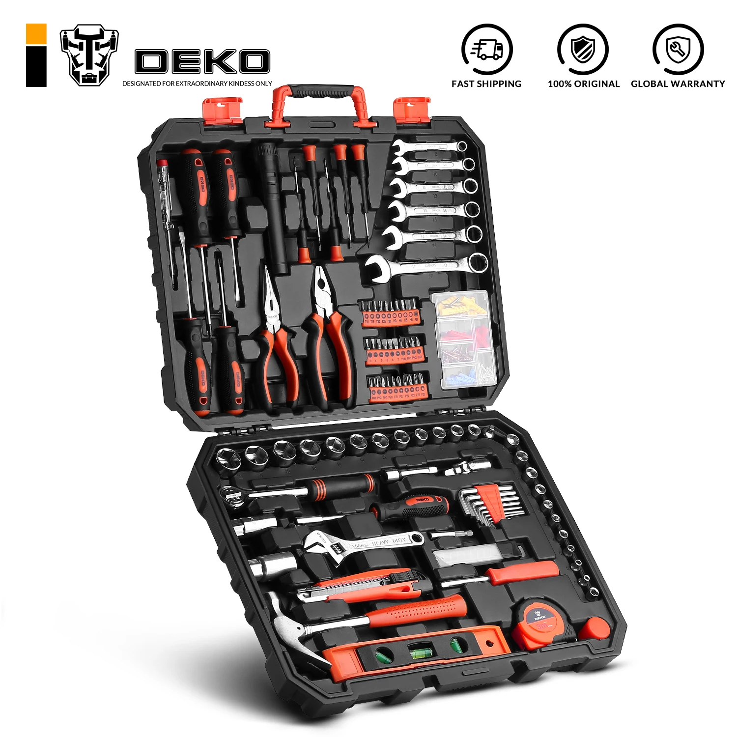 DEKO 208 шт. профессиональный набор инструментов для ремонта автомобиля