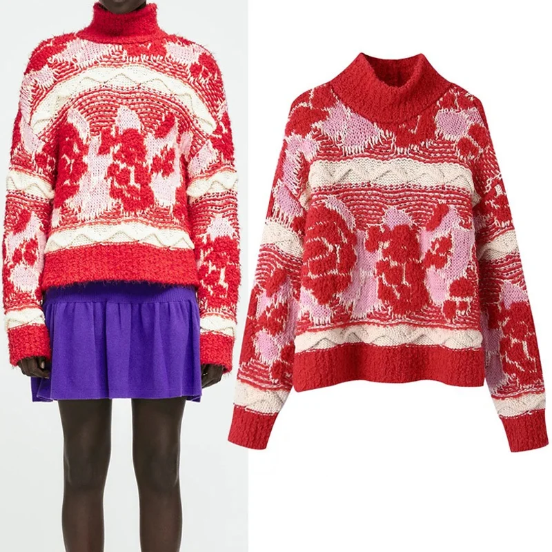 Женский жаккардовый свитер TRAF Za, красный вязаный укороченный пуловер с высоким воротником, Женский винтажный зимний теплый свитер, Топ с дл...
Женский жаккардовый свитер TRAF Za, красный вязаный укороченный пуловер с высоким воротником, Женский винтажный зимний теплый свитер, Топ с дл...