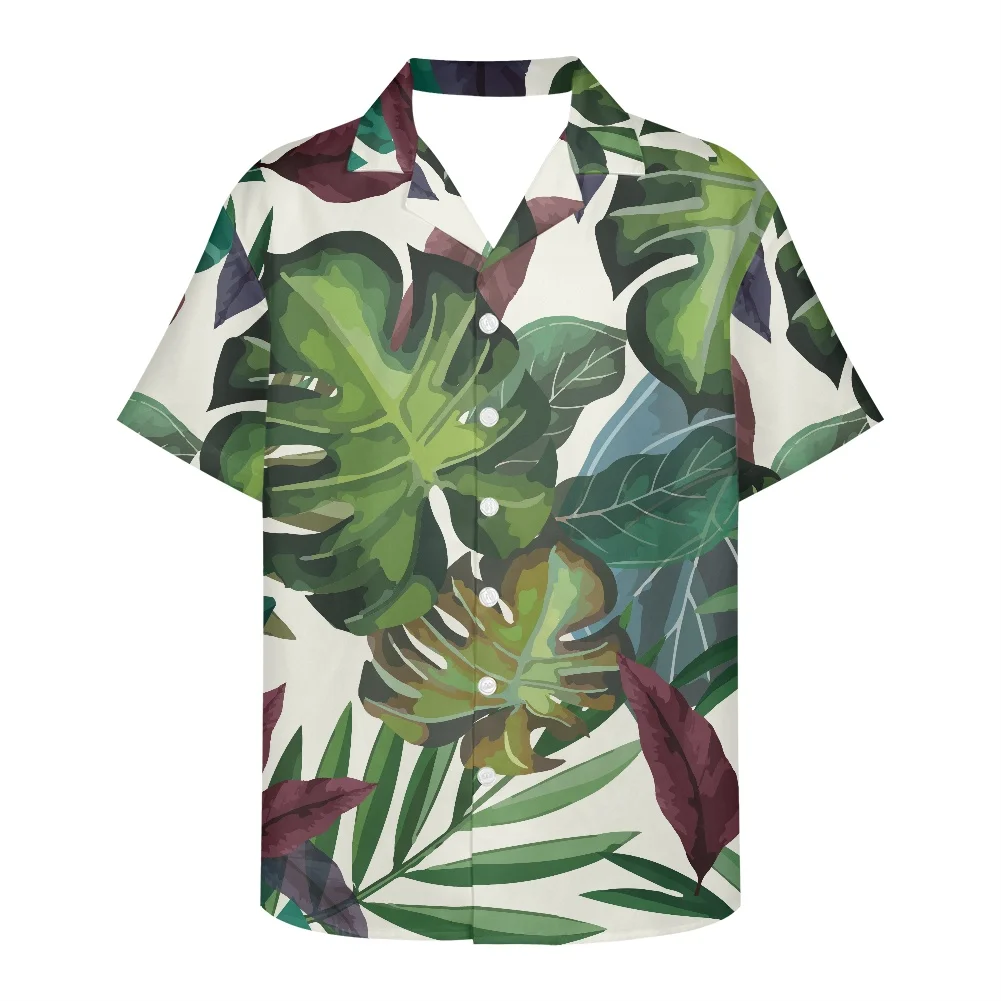

HYCOOL Palm Print Plus Size Hawaiian Men Shirt Short Sleeve Fashion Summer Shirts Men Custom Logo Polynesian Tribal Couple Shirt
