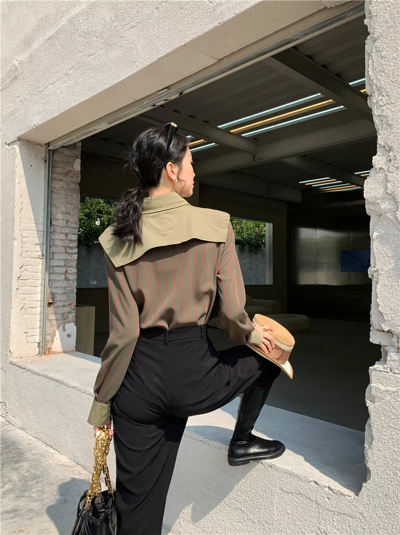 ZCSMLL Shirt Women's Fashion Korean Style Striped Long-sleeved Top Loose Wild Trendy Trendy Blouses 2021 Spring Summer
ZCSMLL Shirt Women's Fashion Korean Style Striped Long-sleeved Top Loose Wild Trendy Trendy Blouses 2021 Spring Summer