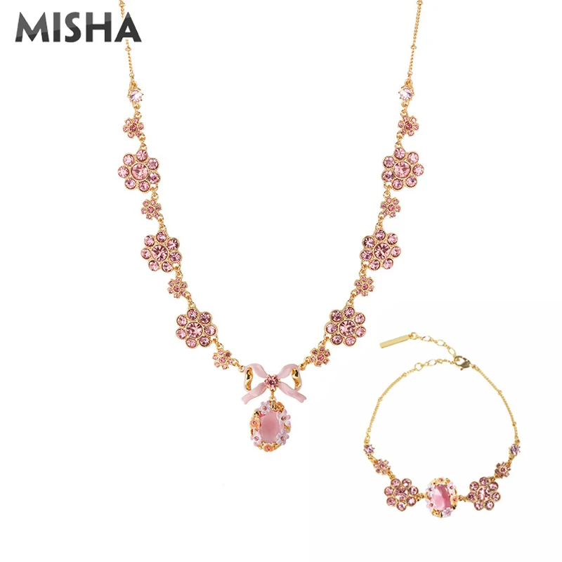 MISHA Новые Ювелирные наборы ожерелье и браслет для женщин высокое качество ручной