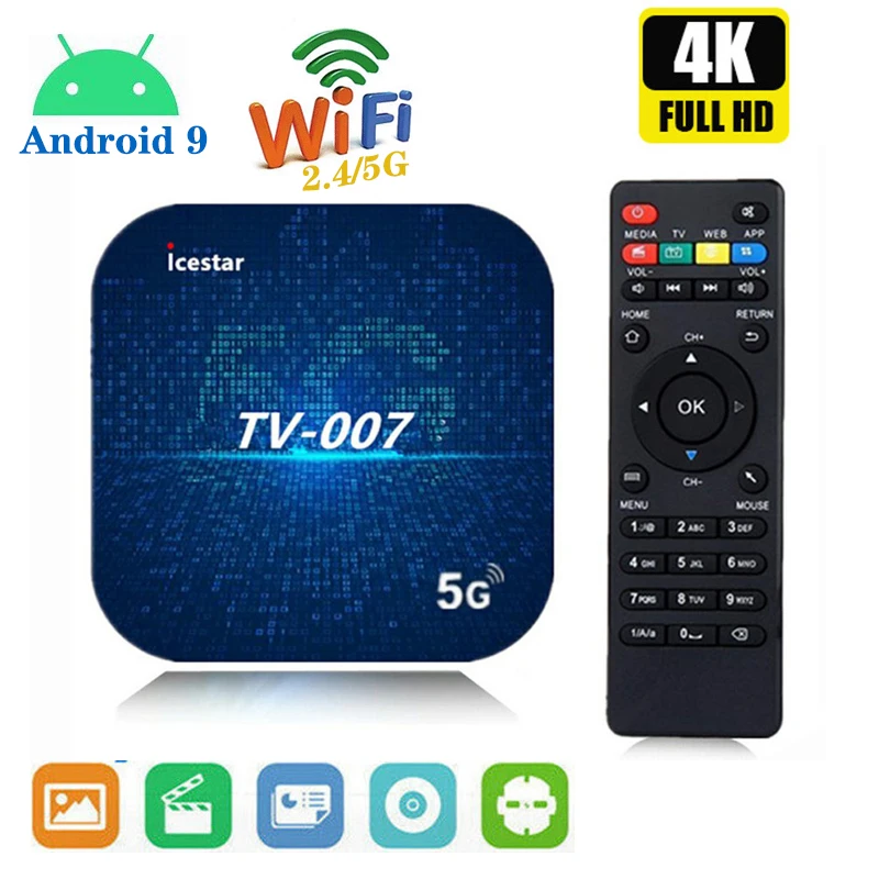 4K TV007 Smart TV Box 5G Wifi Wireless Quad-core Network HDMI-compatible Digital TV Set Top Box 16GB 32GB BT 4.0 Media Player
4K TV007 Smart TV Box 5G Wifi Wireless Quad-core Network HDMI-compatible Digital TV Set Top Box 16GB 32GB BT 4.0 Media Player