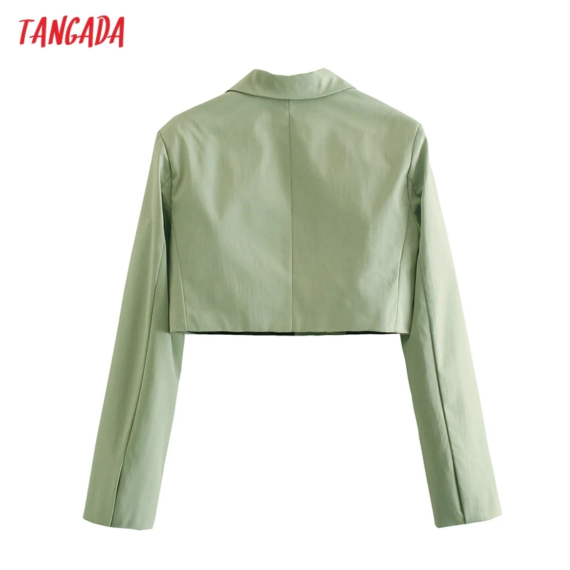 Tangada Women Green Crop Blazer Coat Vintage Notched Collar Pocket 2021 Fashion Female Casual Chic Tops AB18
Tangada Women Green Crop Blazer Coat Vintage Notched Collar Pocket 2021 Fashion Female Casual Chic Tops AB18