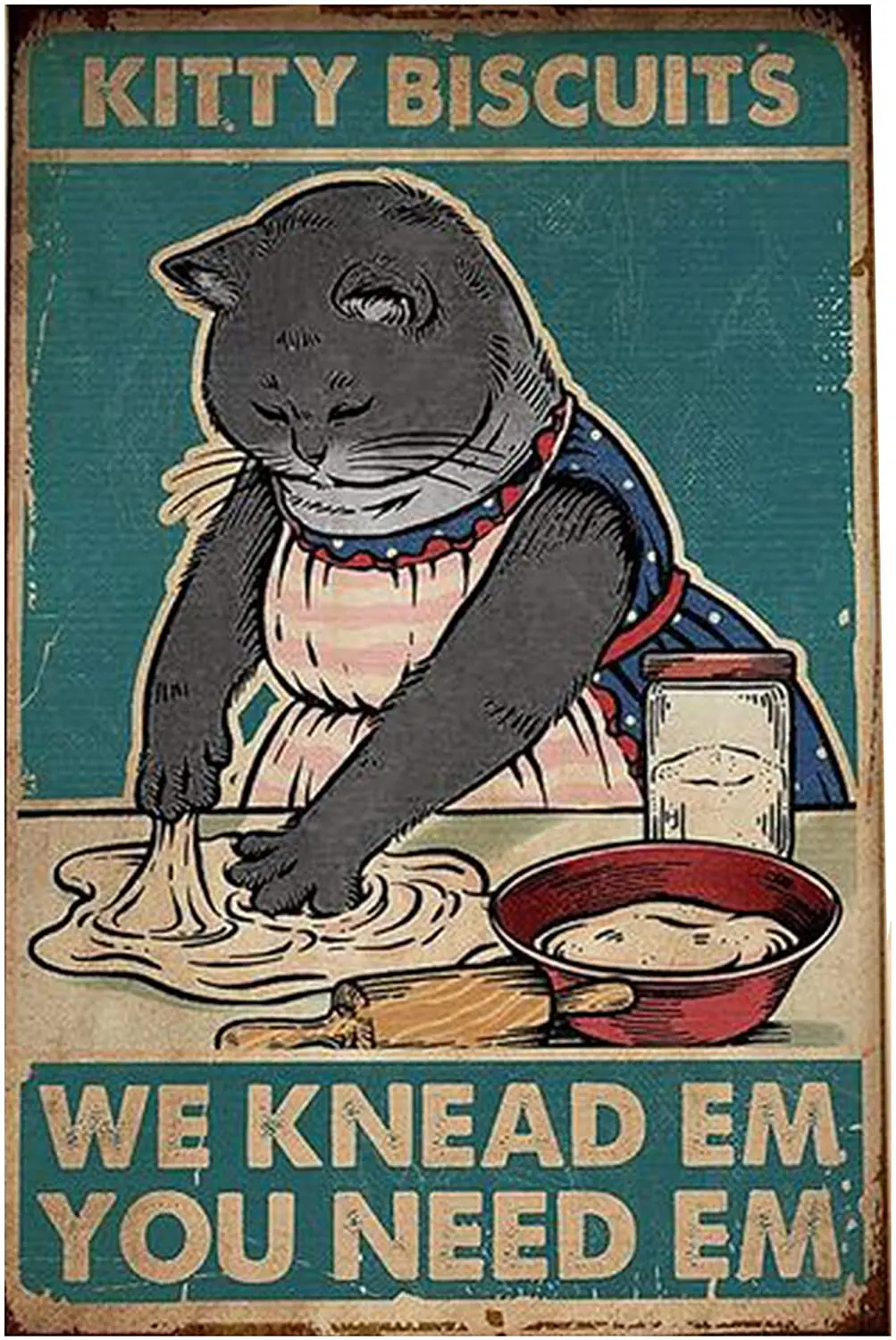 Vintage Metal Sign Kitty Biscuits We Knead Em You Need Em Retro Metal Tin Sign for Home Kitchen Bathroom Wall Decor 8x12 Inch
Vintage Metal Sign Kitty Biscuits We Knead Em You Need Em Retro Metal Tin Sign for Home Kitchen Bathroom Wall Decor 8x12 Inch