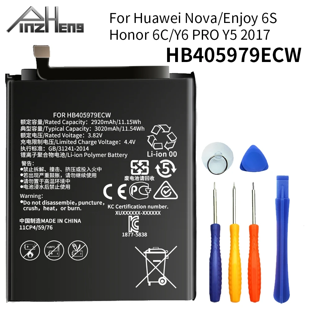 

PINZHENG Battery For Huawei Nova Enjoy 6S Honor (6C 6A 7A 7S 8A 7A Pro)/( Y5 Y6 Y6 Pro) 2017 P9 Lite Mini 3020mAh HB405979ECW