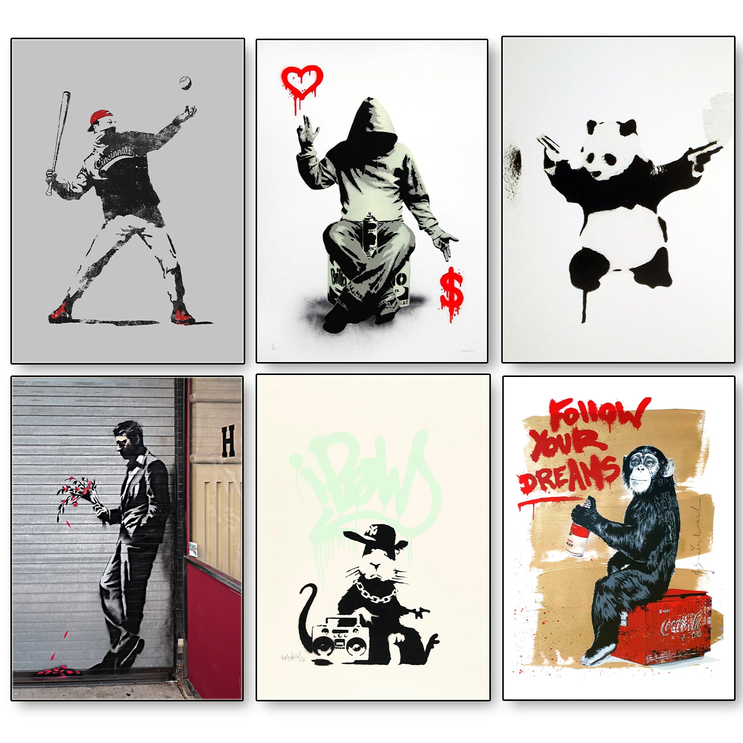 Banksy Graffiti Art Abstract Canvas Painting Modern Black White Wall Art Picture Posters Prints Living Room Home Decor Cuadros
Banksy Graffiti Art Abstract Canvas Painting Modern Black White Wall Art Picture Posters Prints Living Room Home Decor Cuadros
