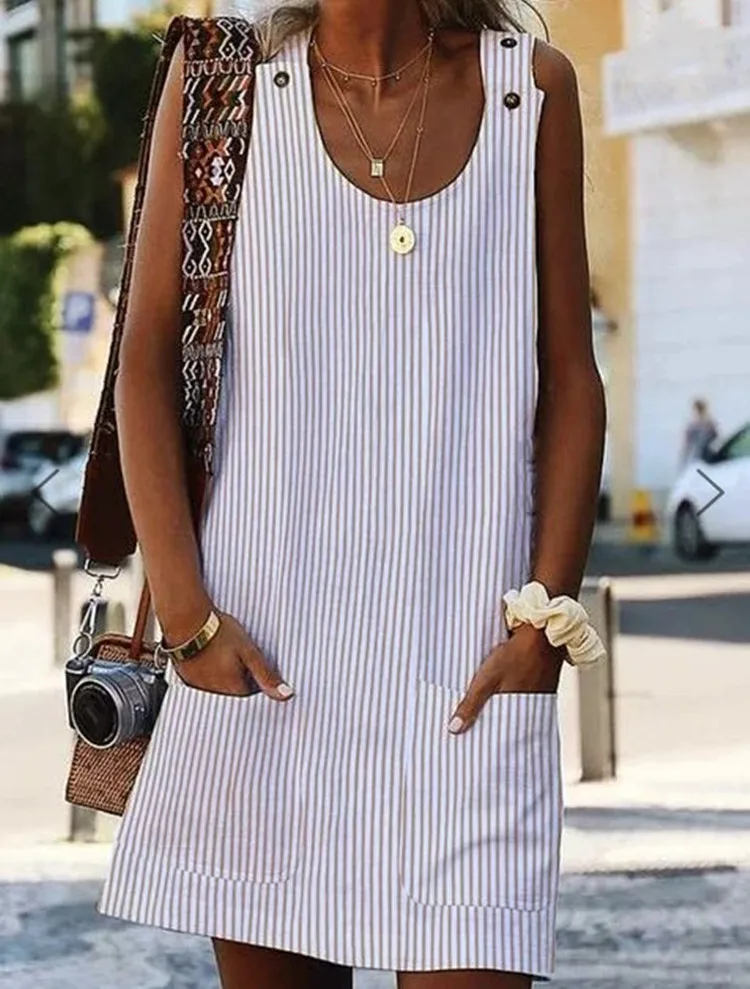 Womens Sexy stripe Dress Fashion Pocket Loose Dress Ladies O Neck Casual Party Dresses Plus Size summer Sleeveless Beach dresses
Womens Sexy stripe Dress Fashion Pocket Loose Dress Ladies O Neck Casual Party Dresses Plus Size summer Sleeveless Beach dresses