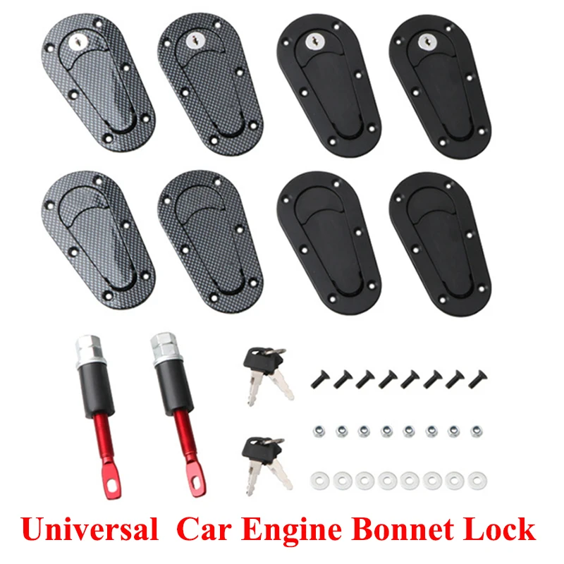 

2Pcs Universal Racing Car Hood Pin Engine Bonnet Latch Lock Kit Refitting With Keys Hood Lock Hood Mount Car Safety Protection
