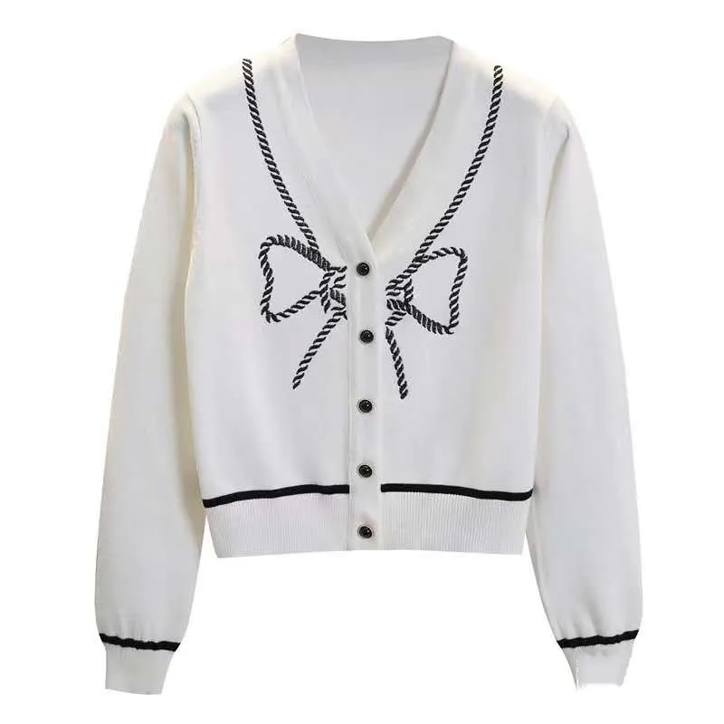 Bow embroidery cardigan women's autumn winter new sweater with V-Neck long sleeve short soft wind sweater top
Bow embroidery cardigan women's autumn winter new sweater with V-Neck long sleeve short soft wind sweater top