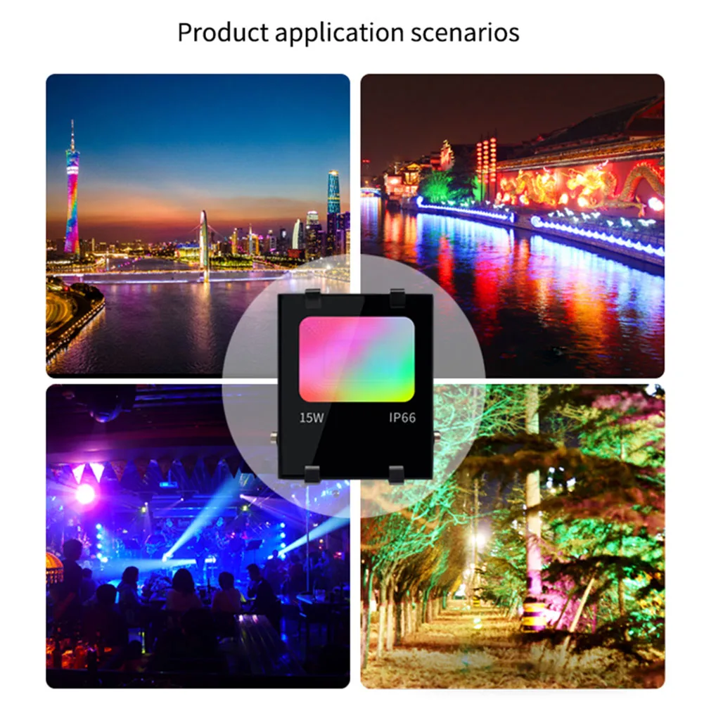 15W LED RGB Floodlights Bluetooth-compatible APP Remote Control Outdoor Projection Lamps Flood Lights Colors Group Landscape
15W LED RGB Floodlights Bluetooth-compatible APP Remote Control Outdoor Projection Lamps Flood Lights Colors Group Landscape