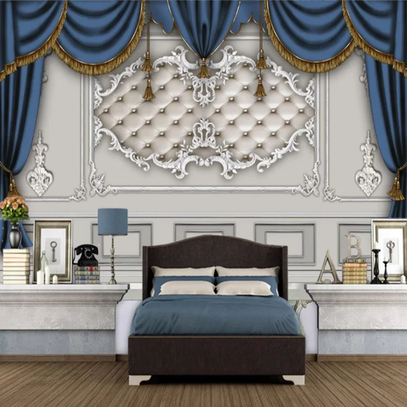Wallpaper Stickers Modern European Curtain Wall Mural Blue Plaster Pattern Wallpapers Designs For Bedroom
Wallpaper Stickers Modern European Curtain Wall Mural Blue Plaster Pattern Wallpapers Designs For Bedroom
