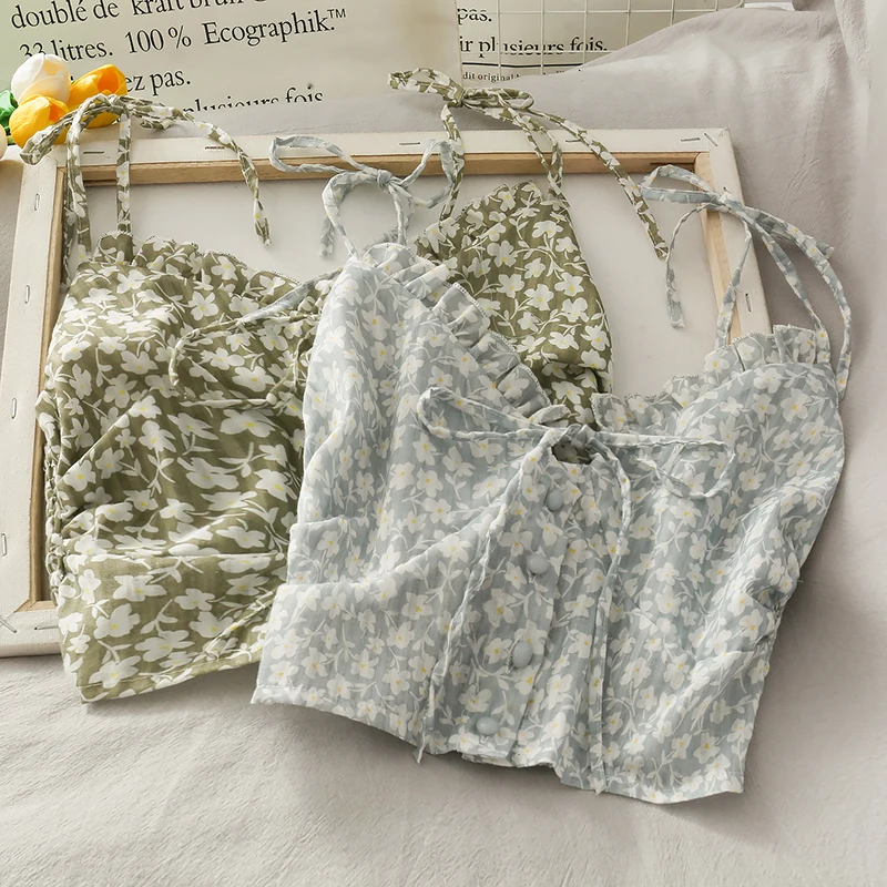 French Short Cropped Umbilical Printed Chiffon Sling Blouse Women 2021 Summer Thin Section Thin and Thin Wooden Ear Strap Sling
French Short Cropped Umbilical Printed Chiffon Sling Blouse Women 2021 Summer Thin Section Thin and Thin Wooden Ear Strap Sling
