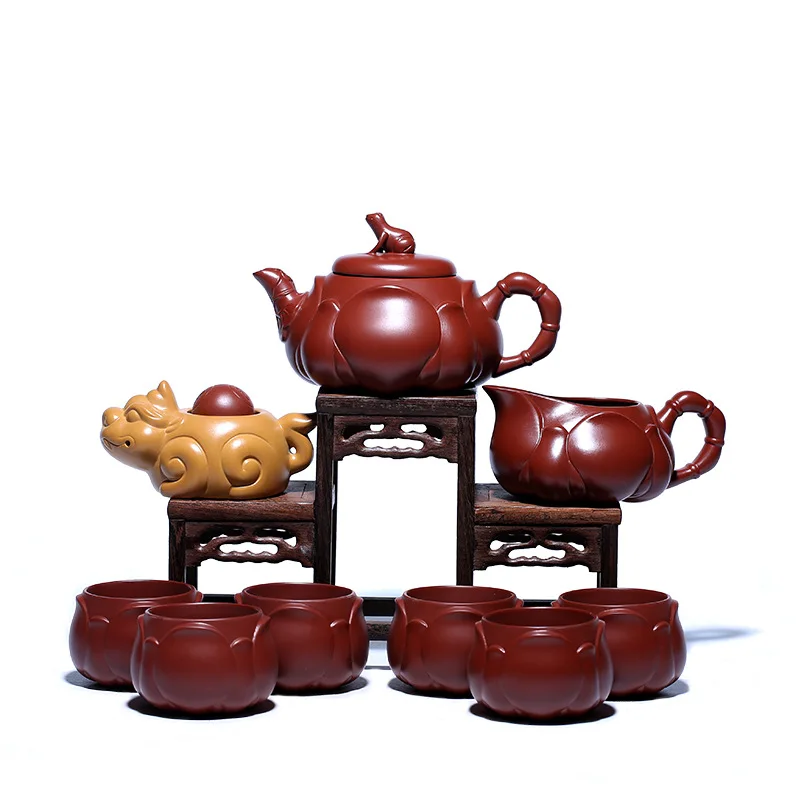 Big Red Mud Frog Lotus Root Pot Yixing Purply Clay Teapot Chinese Kongfu Tea Pots 6 Teacups Teaware
Big Red Mud Frog Lotus Root Pot Yixing Purply Clay Teapot Chinese Kongfu Tea Pots 6 Teacups Teaware