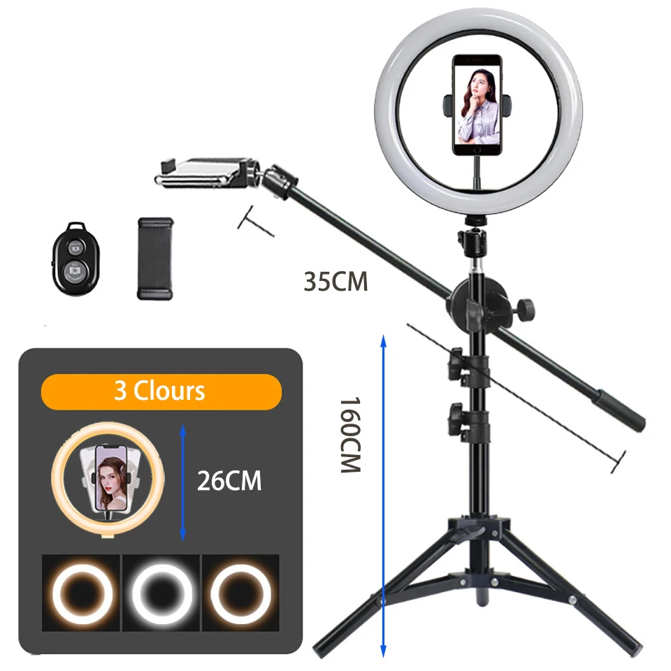 2022 26CM Photography Led Video Ring Light Circle Fill Lighting Camera Photo Studio Phone Selfie Lamp With Tripod Stand Boom Arm
2022 26CM Photography Led Video Ring Light Circle Fill Lighting Camera Photo Studio Phone Selfie Lamp With Tripod Stand Boom Arm