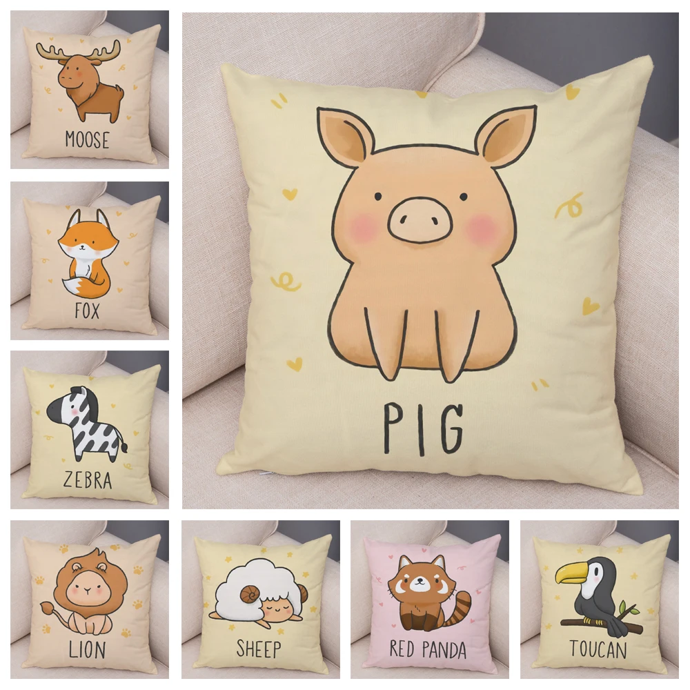 

Nordic Pig Sheep Cow Cushion Cover Decor Cute Cartoon Animal Pillow case for Sofa Home Car Horse Pillowcase 45x45cm cojines sofá