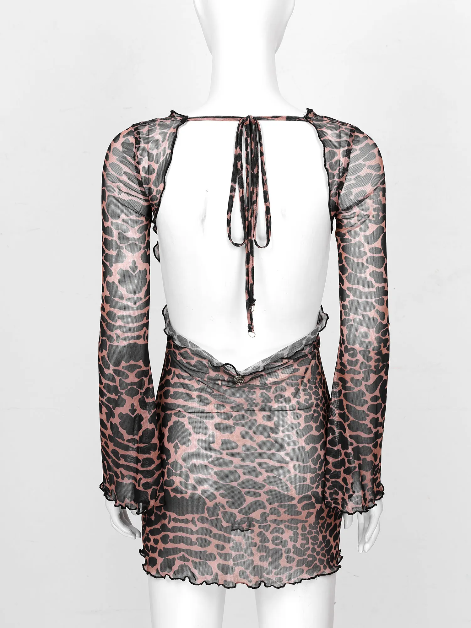 MSemis Womens Fashion Hot Dress Leopard Print See-through Mesh Dress Ladies Cocktail Party Flare Sleeve Backless Mini Dresses
MSemis Womens Fashion Hot Dress Leopard Print See-through Mesh Dress Ladies Cocktail Party Flare Sleeve Backless Mini Dresses