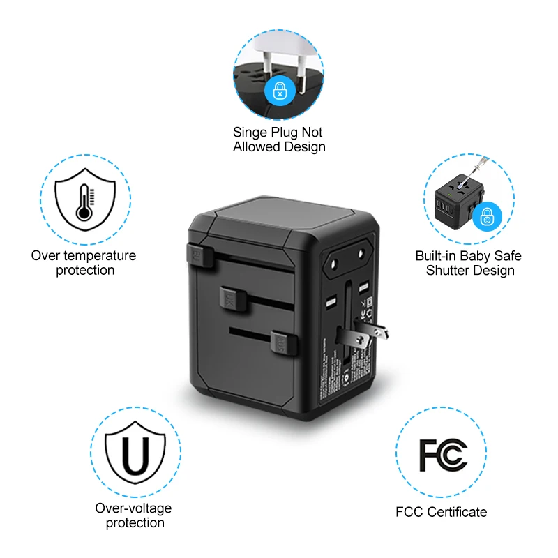 Free Shipping Universal Travel Adapter International Travel Adapter Power Charger 6.0A Smart Power 3.6A USB Type-C
Free Shipping Universal Travel Adapter International Travel Adapter Power Charger 6.0A Smart Power 3.6A USB Type-C