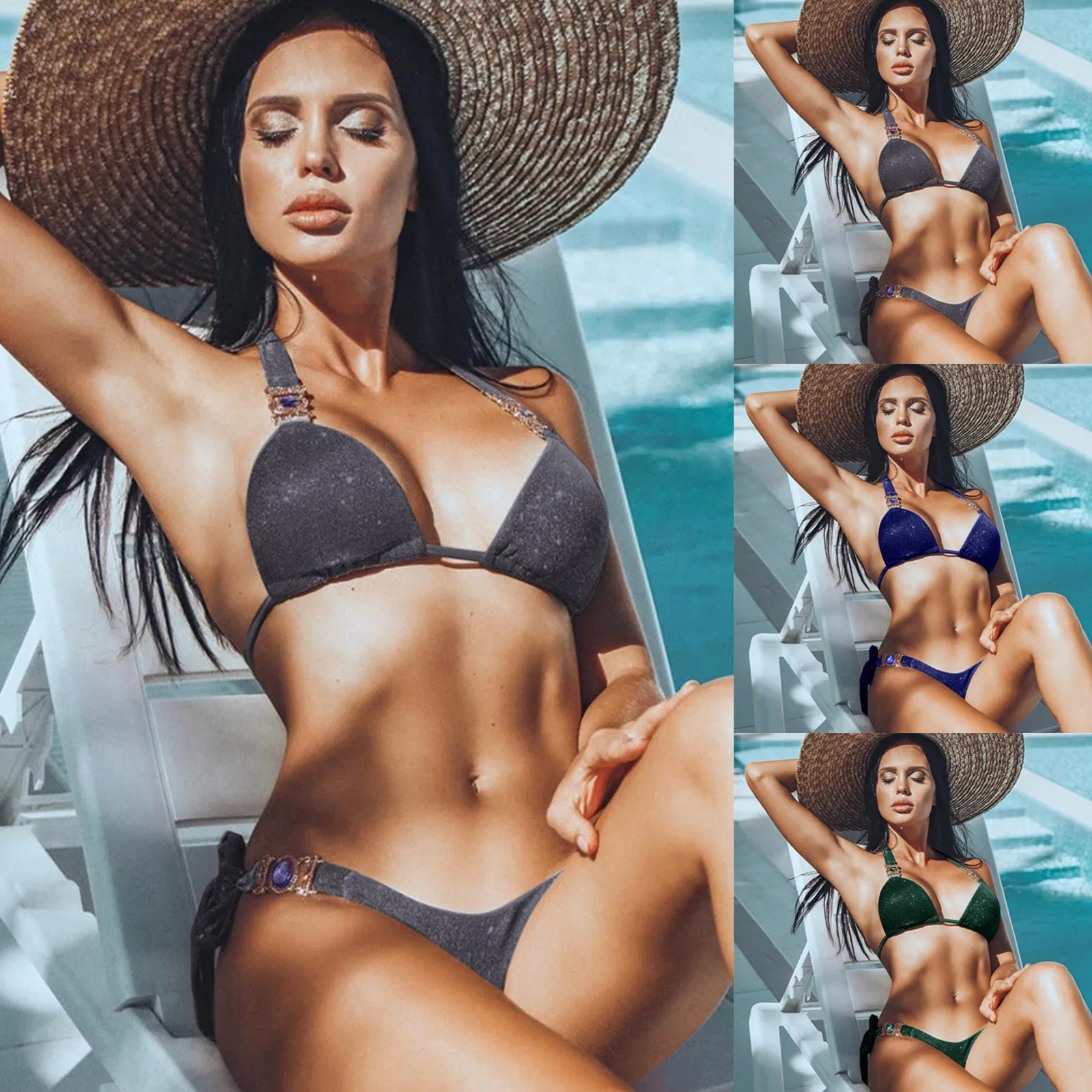 Sexy Diamond Decor Bikini Set Fashion Women Push Up Swimsuit Beachwear Padded Swimwear Bikinis Set Model Mujer Maillot de bain
Sexy Diamond Decor Bikini Set Fashion Women Push Up Swimsuit Beachwear Padded Swimwear Bikinis Set Model Mujer Maillot de bain