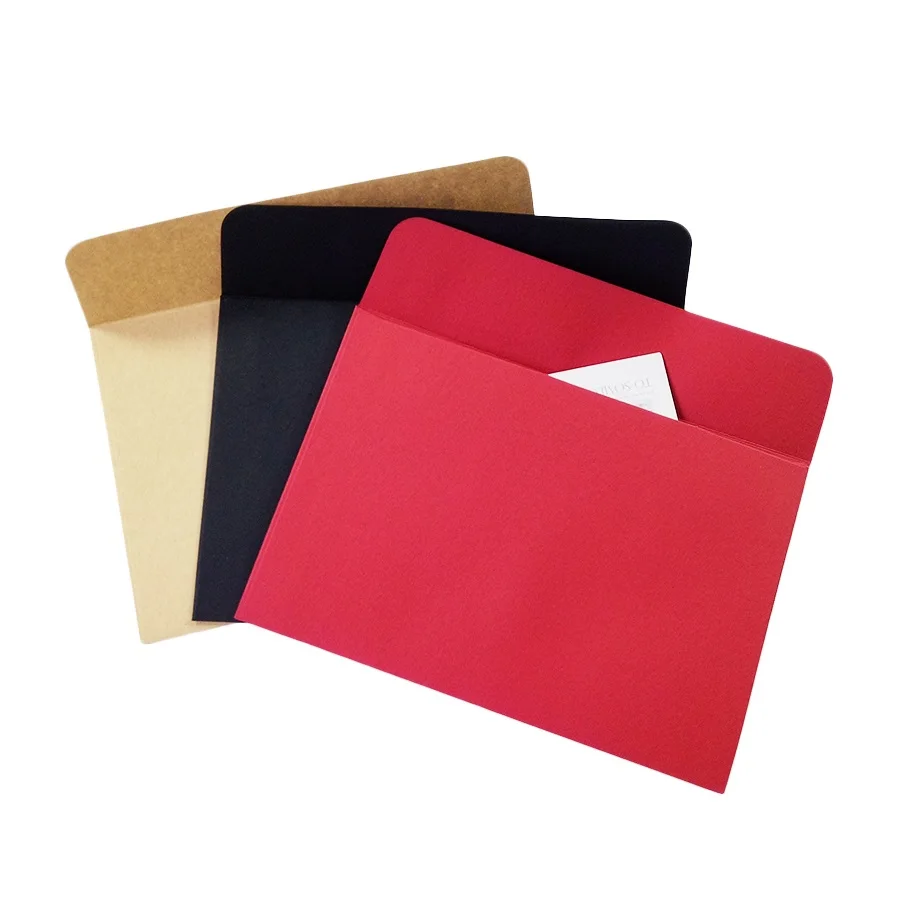 

100pcs/lot wholesale Blank Stationery envelopes Kraft paper Gift envelopes DIY scrapbooking Stationery Kraft/Red/Black 16*11cm