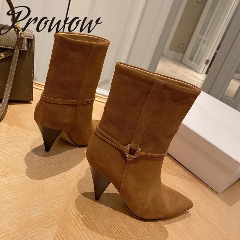Prowow Genuine Leather Khaki Tan Cowboy Boots Winter Spike Heel Boots Fashion Botas Mujer Designer Shoes
Prowow Genuine Leather Khaki Tan Cowboy Boots Winter Spike Heel Boots Fashion Botas Mujer Designer Shoes