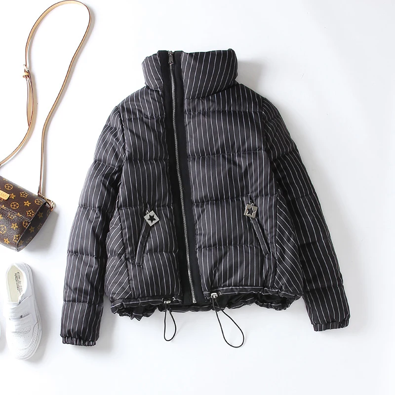 Женский пуховик с карманами, повседневная куртка-пуховик на утином пуху в полоску, модель ED1260, зима-осень 2019 
Женский пуховик с карманами, повседневная куртка-пуховик на утином пуху в полоску, модель ED1260, зима-осень 2019