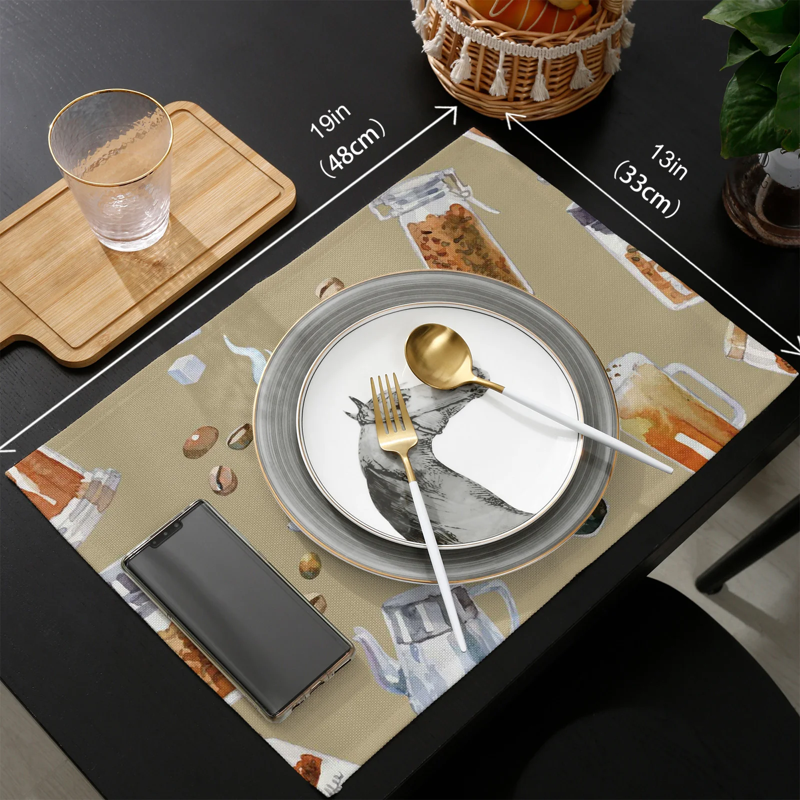 Coffee Cup Coffee Beans Table Runner Placemats Set Wedding Table Decoration Table Runner for Kitchen Dining
Coffee Cup Coffee Beans Table Runner Placemats Set Wedding Table Decoration Table Runner for Kitchen Dining
