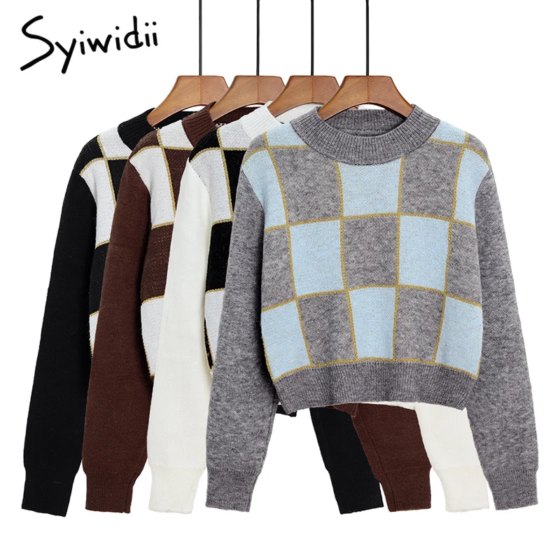Syiwidii Plaid Sweater Women Pullover Brown Black 2021 Fall Clothing Knitted Korean Fashion O-Neck Office Lady Spliced Jumper
Syiwidii Plaid Sweater Women Pullover Brown Black 2021 Fall Clothing Knitted Korean Fashion O-Neck Office Lady Spliced Jumper