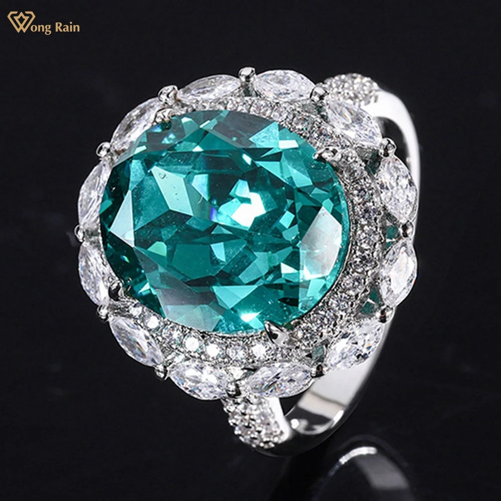 Wong Rain 925 Sterling Silver 12*14 MM Paraiba Tourmaline Created Moissanite Gemstone Ring For Women Fine Jewelry Christmas Gift
Wong Rain 925 Sterling Silver 12*14 MM Paraiba Tourmaline Created Moissanite Gemstone Ring For Women Fine Jewelry Christmas Gift