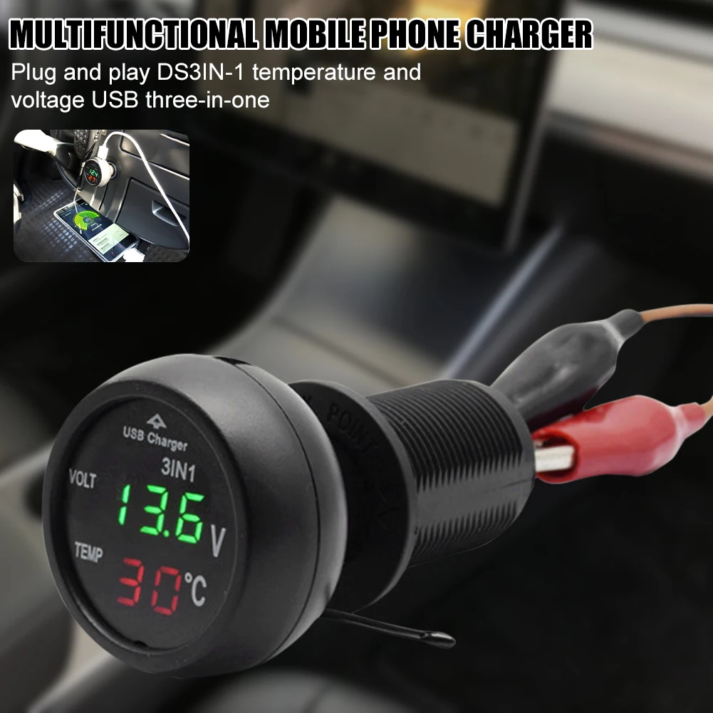 Digital Meter Monitor 12/24V 3 in1 LED Single USB Car Charger Voltmeter Thermometer Car Battery Monitor LCD Digital Dual Display
Digital Meter Monitor 12/24V 3 in1 LED Single USB Car Charger Voltmeter Thermometer Car Battery Monitor LCD Digital Dual Display