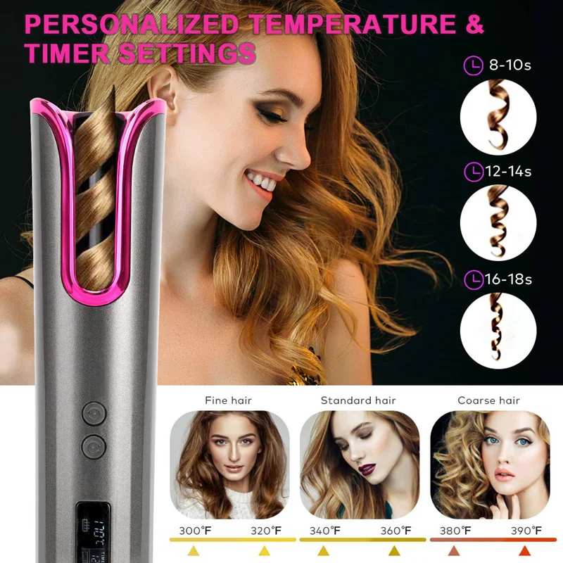 USB Wireless Automatic Hair Curler LCD Display Temperature Curly Spiral Crimper Crimping Waver Hair Iron Wand Roller Rotating
USB Wireless Automatic Hair Curler LCD Display Temperature Curly Spiral Crimper Crimping Waver Hair Iron Wand Roller Rotating