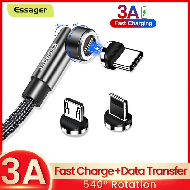 Essager 3A Fast Charging 540 Rotate Magnetic Cable Micro USB Type C Cable For iPhone Xiaomi Magnet Charger Phone Data USB Cord
Essager 3A Fast Charging 540 Rotate Magnetic Cable Micro USB Type C Cable For iPhone Xiaomi Magnet Charger Phone Data USB Cord