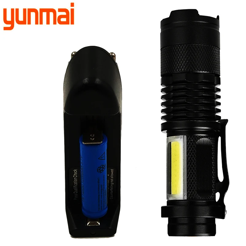 XP-G Q5 + COB Zoom Waterproof Black LED MINI Flashlight Aluminum 4 Modes Torch Use 14500 or AA Battery for Camping Working Bulbs
XP-G Q5 + COB Zoom Waterproof Black LED MINI Flashlight Aluminum 4 Modes Torch Use 14500 or AA Battery for Camping Working Bulbs
