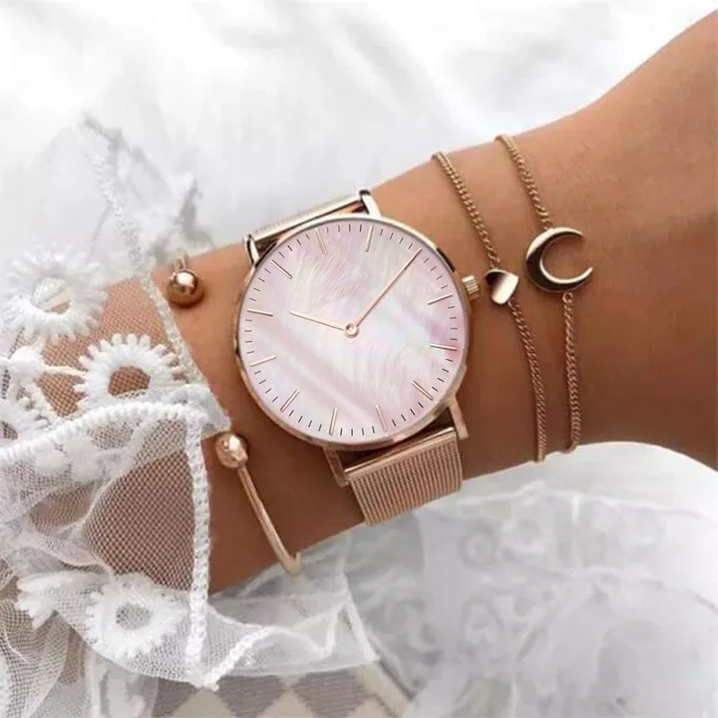 Женские кварцевые часы с сетчатым браслетом роскошные брендовые наручные цвета