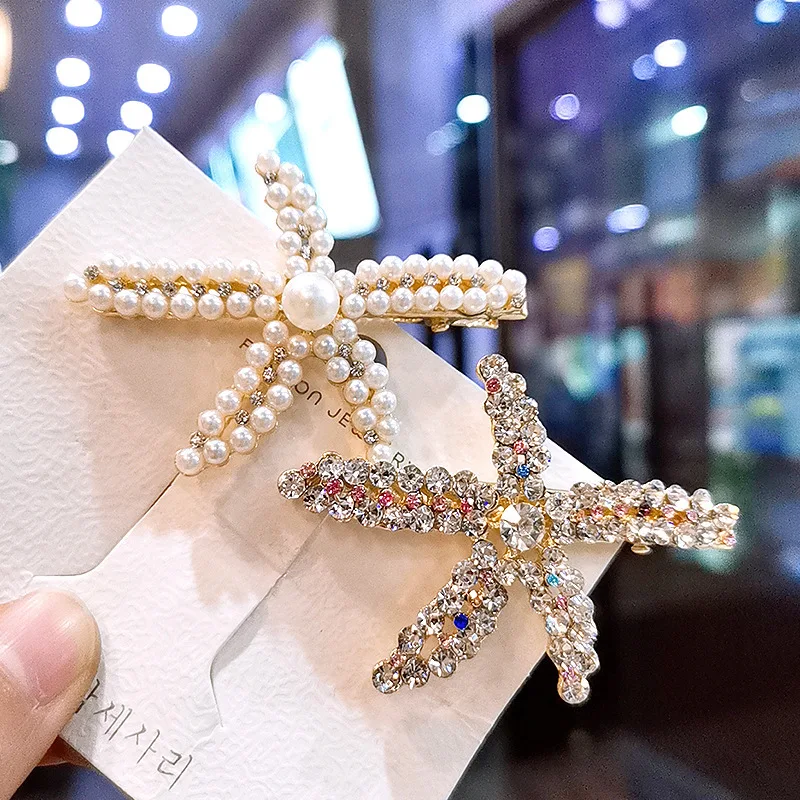 Popular hairpin Starfish Pearl ins full drill duckbill clip bangs clip Rhinestone Hair Clip girls hairpin 2020 New Fashion Women
Popular hairpin Starfish Pearl ins full drill duckbill clip bangs clip Rhinestone Hair Clip girls hairpin 2020 New Fashion Women