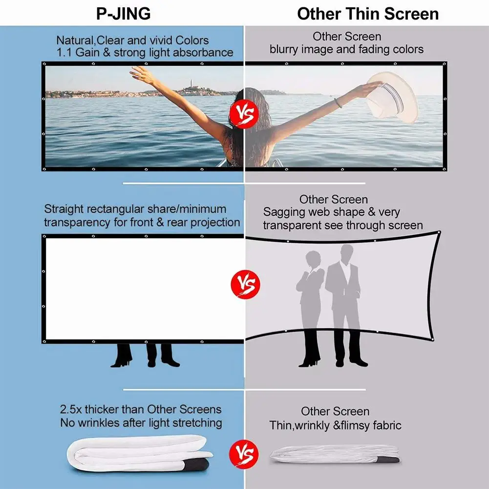 Projector Screen 16:9 84 150 inch Reflective Fabric Cloth For Home Outdoor Office KTV 3D HD Projection Bracket Folding Screen
Projector Screen 16:9 84 150 inch Reflective Fabric Cloth For Home Outdoor Office KTV 3D HD Projection Bracket Folding Screen