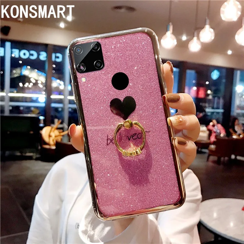 KONSMART For OPPO Realme C15 Case Cute Love Glitter Phone Case Realme C15 2020 Silicone Soft Colorful Finger Ring Back Cover
KONSMART For OPPO Realme C15 Case Cute Love Glitter Phone Case Realme C15 2020 Silicone Soft Colorful Finger Ring Back Cover