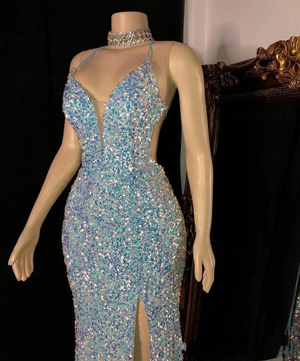 Candy Color Sparkly Sequined Evening Dresses 2021 Sexy Spaghetti Mermaid Long Slit Trumpet Prom Dress Wear Robe de soire
Candy Color Sparkly Sequined Evening Dresses 2021 Sexy Spaghetti Mermaid Long Slit Trumpet Prom Dress Wear Robe de soire