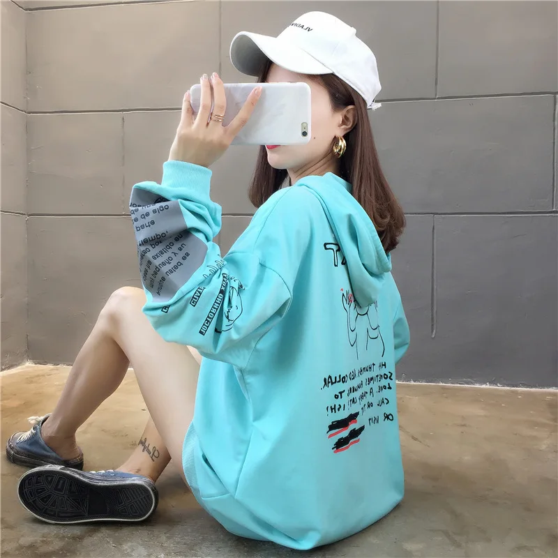 #2537 Black White Blue Korean Style Hooded Sweatshirt Women Cartoon Printed Cotton Thin Loose Hoodies Sweatshirts Female Autumn
#2537 Black White Blue Korean Style Hooded Sweatshirt Women Cartoon Printed Cotton Thin Loose Hoodies Sweatshirts Female Autumn