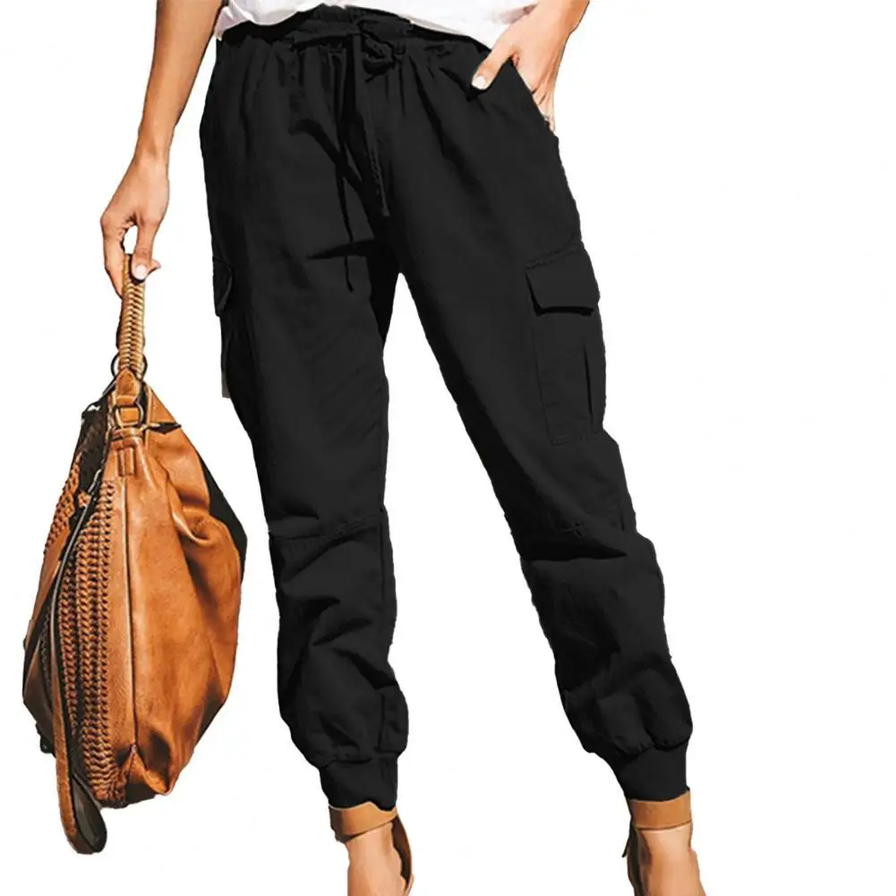 Women Pants Casual Women Pants Cargo Pants Solid Color Elastic waist Drawstring Women Multi Pockets Ankle Tied Trousers 2021
Women Pants Casual Women Pants Cargo Pants Solid Color Elastic waist Drawstring Women Multi Pockets Ankle Tied Trousers 2021