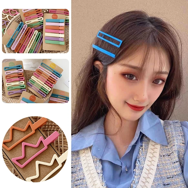 1 Set Women Side Bangs Hair Clips Frosted Matte Candy Color Metal Duckbill Hairpins Hollow Geometric Barrettes
1 Set Women Side Bangs Hair Clips Frosted Matte Candy Color Metal Duckbill Hairpins Hollow Geometric Barrettes