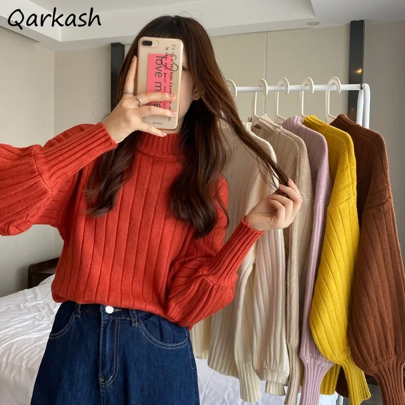 Half High Collar Pullovers Women Solid Simple Fashion Ulzzang Chic Streetwear Long Sleeve Knitted Sweater New Autumn Winter Tops
Half High Collar Pullovers Women Solid Simple Fashion Ulzzang Chic Streetwear Long Sleeve Knitted Sweater New Autumn Winter Tops