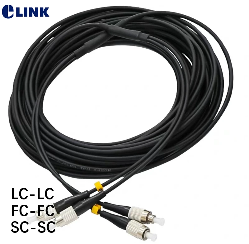 

60mtr Armored 2 cores Fiber optic Patchcord SC LC FC SCAPC LCAPC SM MM LSZH 3.0mm waterproof lead FTTA armor jumper Outdoor DX