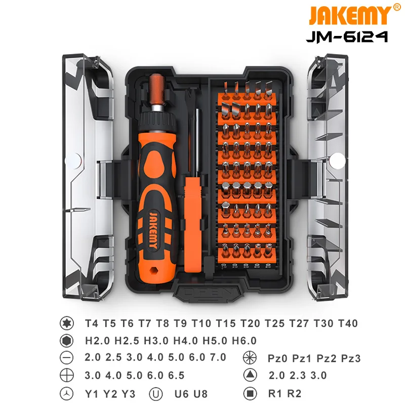 

JAKEMY JM-6124 48 in 1 Precise Mini Screwdriver Set with Adjustable Labor-saving Ratchet Handle for Household DIY Repair Tool