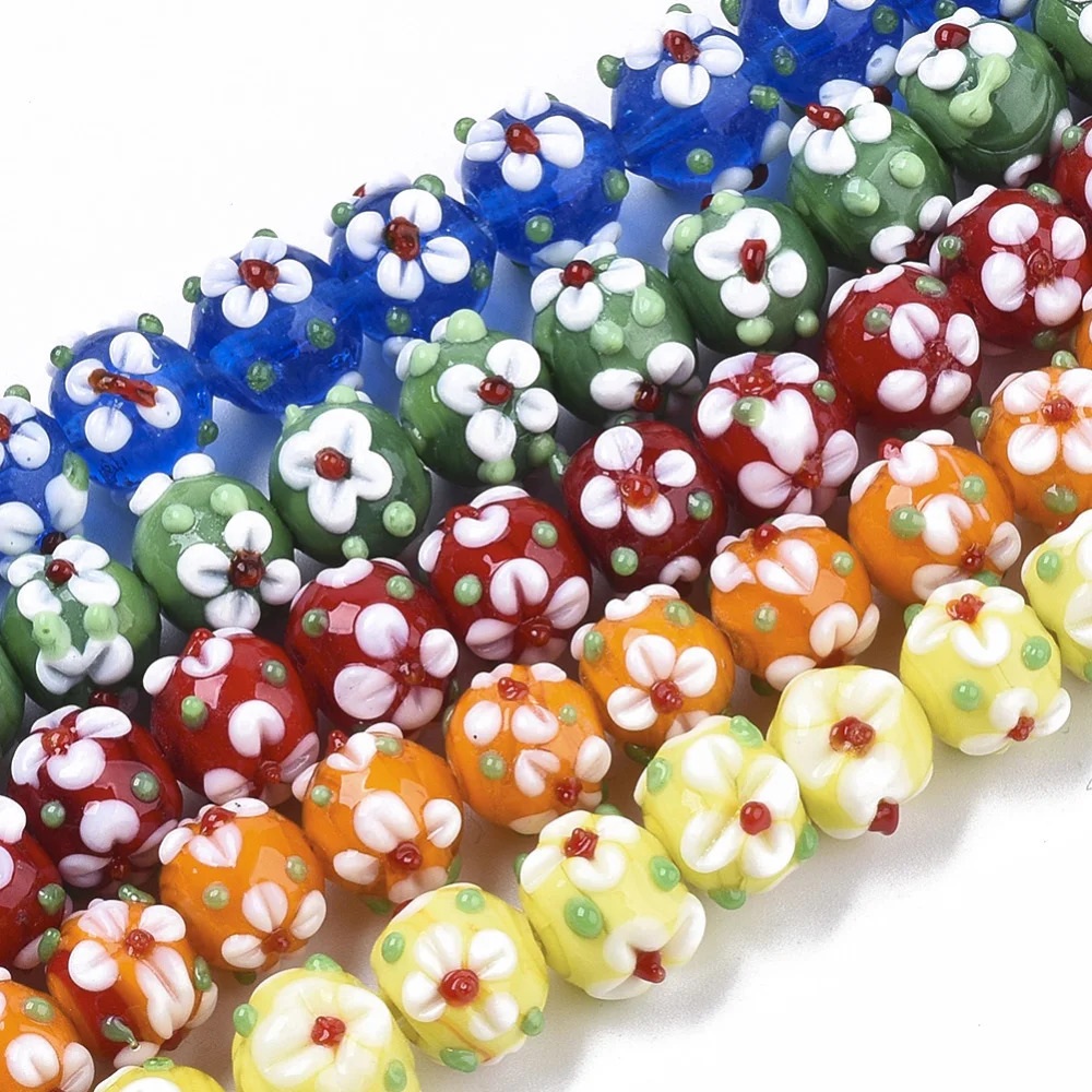 

about 45pcs/strand Handmade Lampwork Flower Beads Strands for Bracelet Necklace DIY jewelry making Crafts Decor Accessories