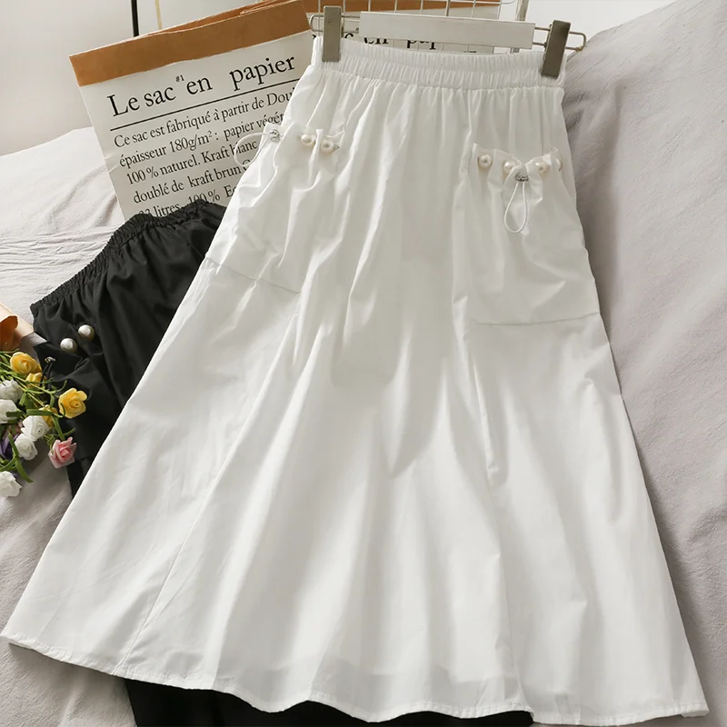 Beaded Drawstring Pocket Mid-Length Skirt Female 2021 Summer Elastic Waistband Slimming A- line Skirt Fairy
Beaded Drawstring Pocket Mid-Length Skirt Female 2021 Summer Elastic Waistband Slimming A- line Skirt Fairy
