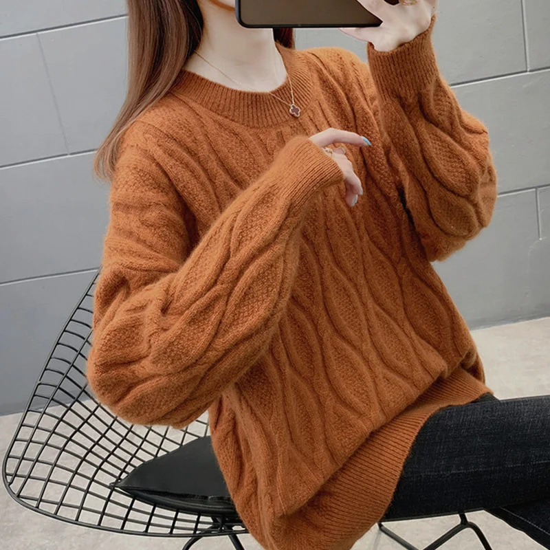 Fashion Twist Sweater Women Autumn Winter Long Sleeve Top Loose Knitted Pullovers O-Neck Thicken Warm Vintage Clothes
Fashion Twist Sweater Women Autumn Winter Long Sleeve Top Loose Knitted Pullovers O-Neck Thicken Warm Vintage Clothes
