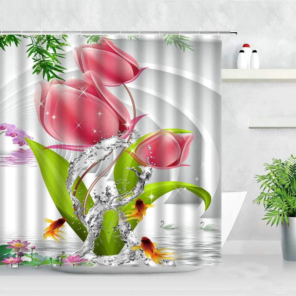 Swan Diamond Flowers Pattern Shower Curtains Waterproof Fabric Hooks Bathtub Screen Modern Bathroom Curtain Set For Home Decor
Swan Diamond Flowers Pattern Shower Curtains Waterproof Fabric Hooks Bathtub Screen Modern Bathroom Curtain Set For Home Decor