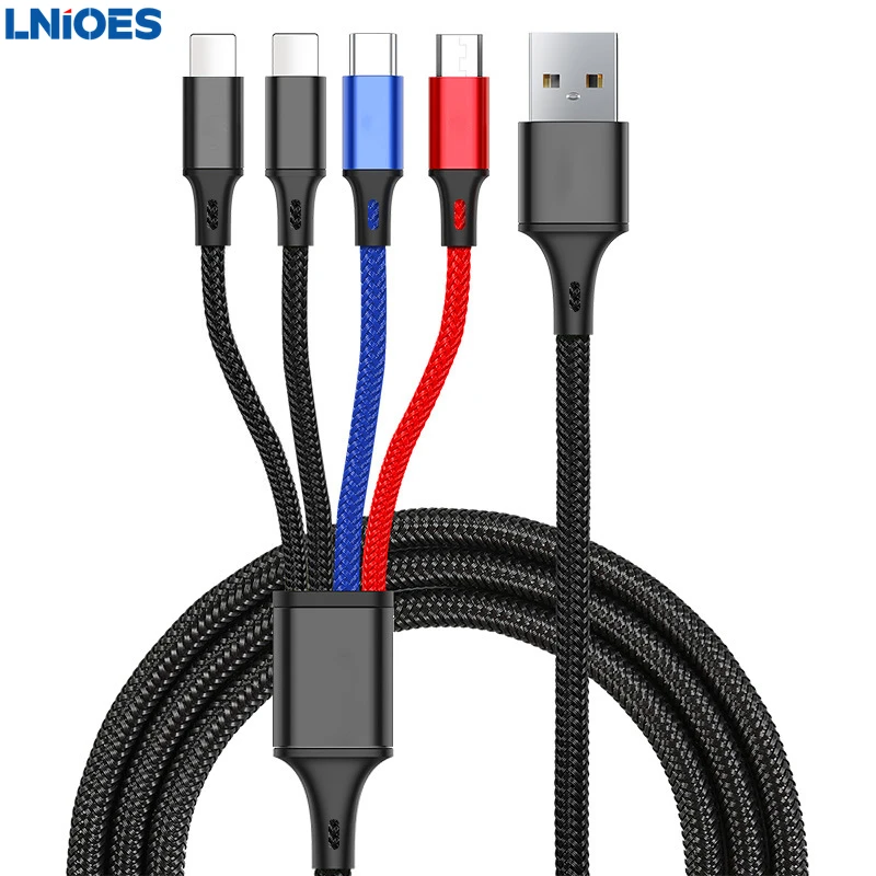 LNIOES 4 in 1 USB Cable Fast Charging Fabric Braide Type C Micro USB Charger Cable for Xiaomi Samsung Wire Cord for iPad Cable
LNIOES 4 in 1 USB Cable Fast Charging Fabric Braide Type C Micro USB Charger Cable for Xiaomi Samsung Wire Cord for iPad Cable
