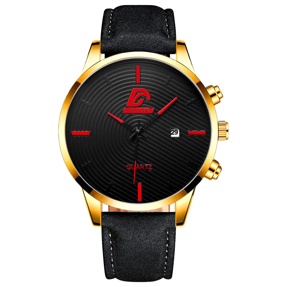 Фото Часы для мужчин роскошные новинка 2021 модные мужские кварцевые часы с кожаным