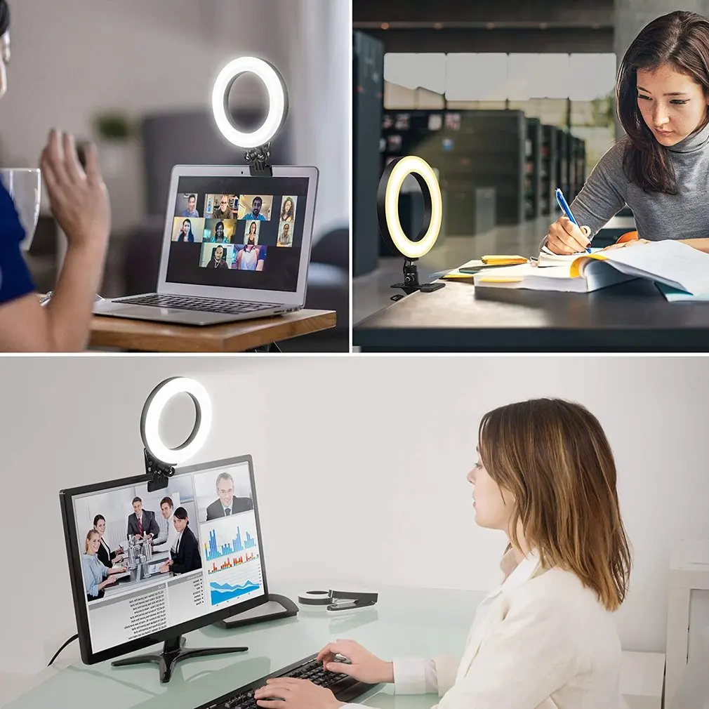 Selfie Ring Light LED Conference Lighting Set With mounting Clip 3 Light Colours 11 Brightness 360 Degrees For Live Stream
Selfie Ring Light LED Conference Lighting Set With mounting Clip 3 Light Colours 11 Brightness 360 Degrees For Live Stream